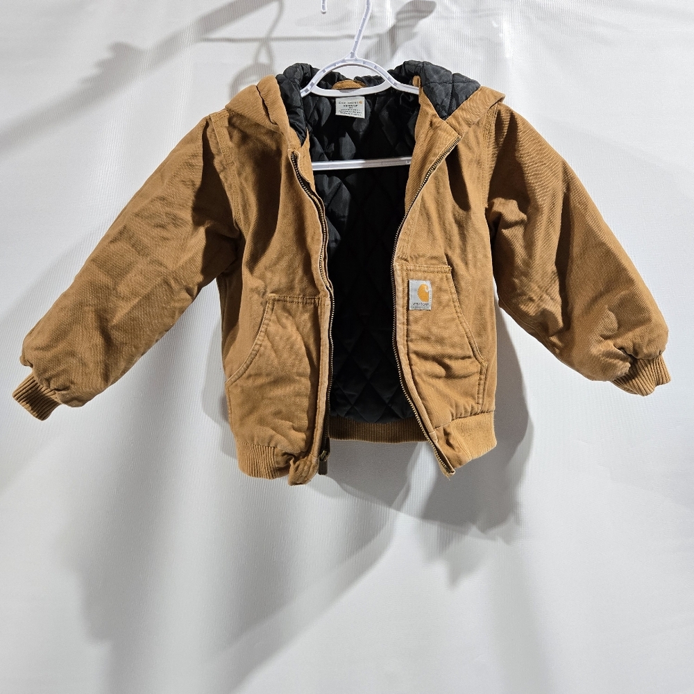 Carhartt Quilt Lined Jacket Size XS 6 Youth Hooded Chore Coat Tate Dutton